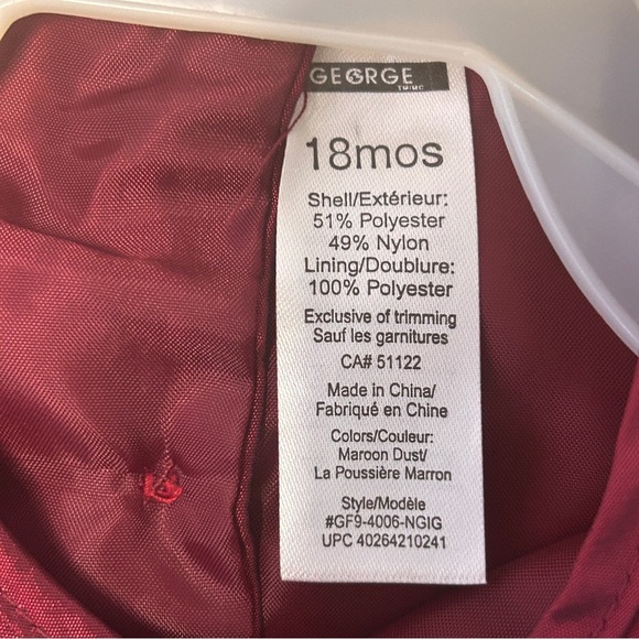 Vintage George Toddler Girls Red Dress Size 18 Months Christmas Pictures Party - Picture 5 of 6